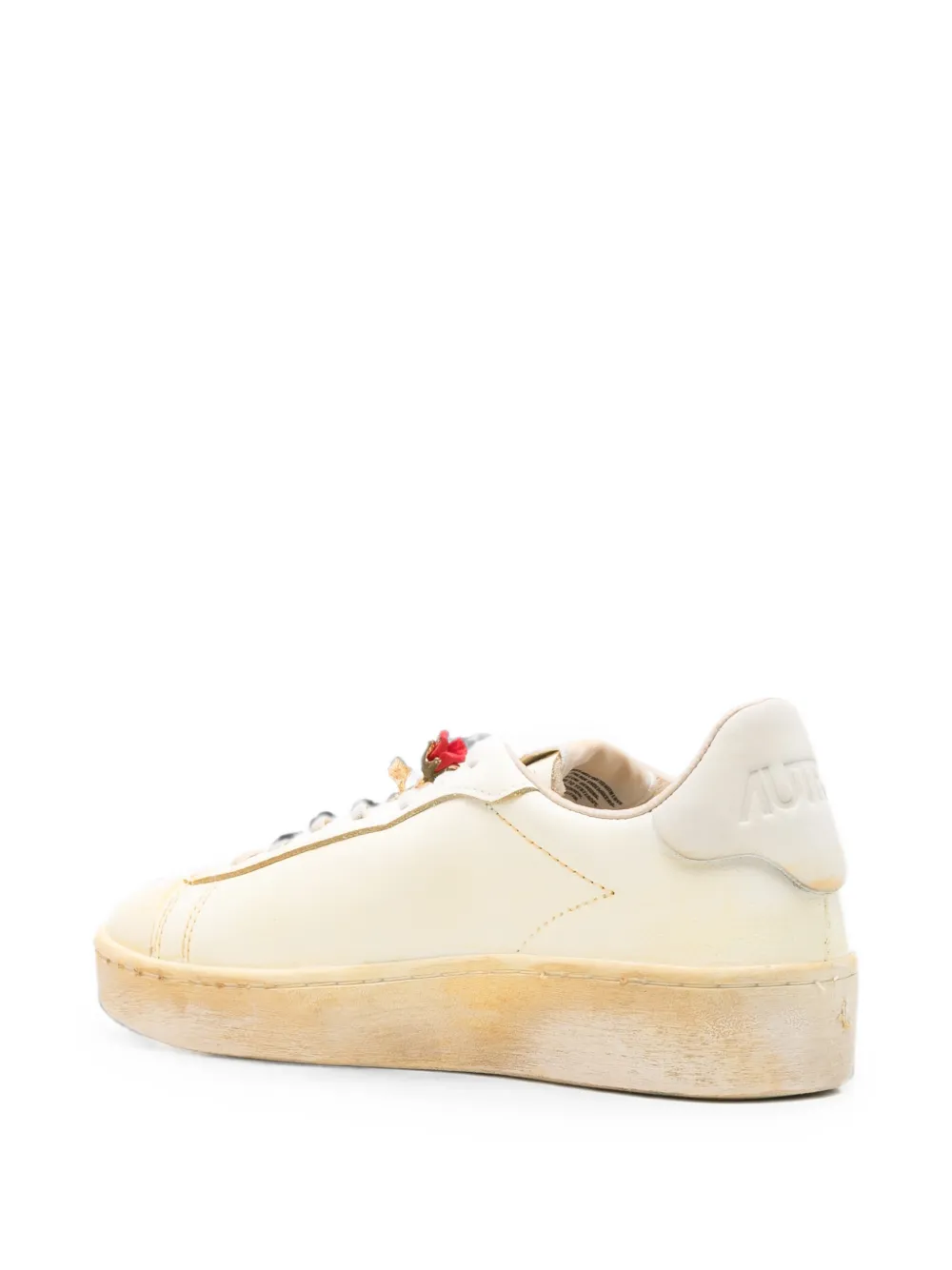 Autry Dallas Vintage rose-embellished sneakers Beige
