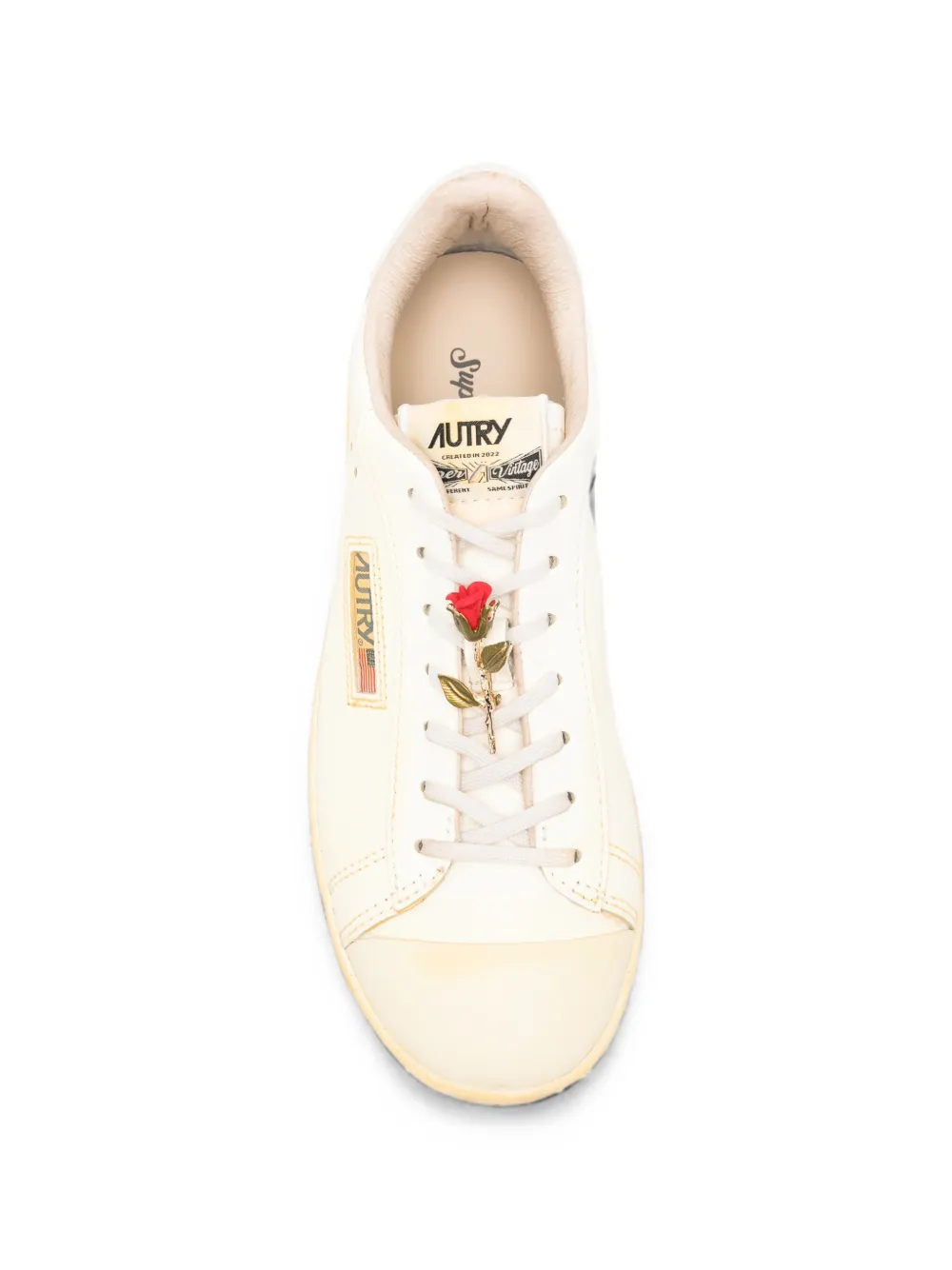 Autry Dallas Vintage rose-embellished sneakers Beige