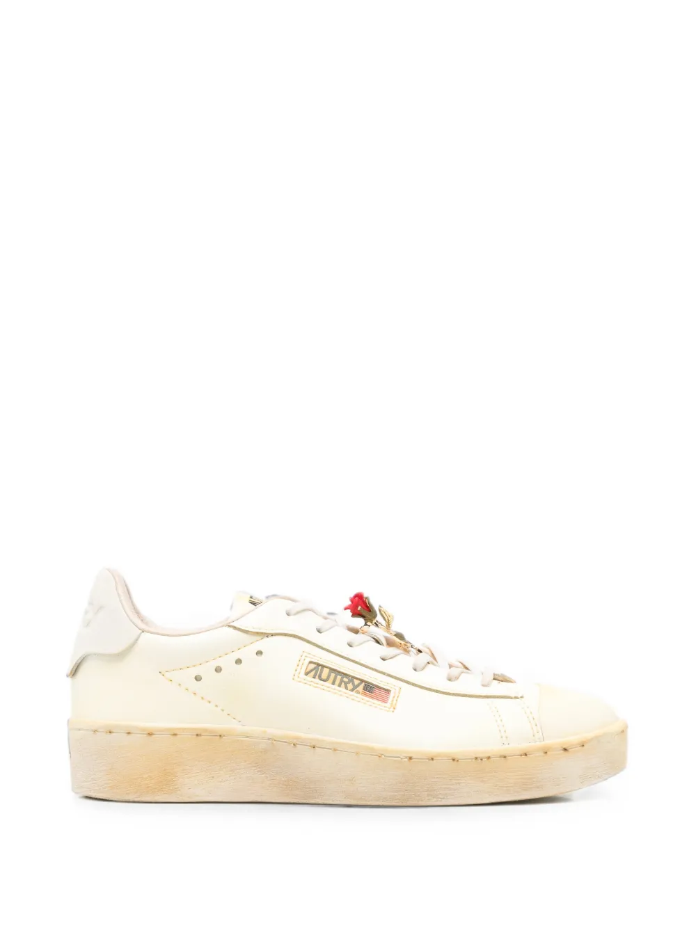 Autry Dallas Vintage rose-embellished sneakers - Toni neutri