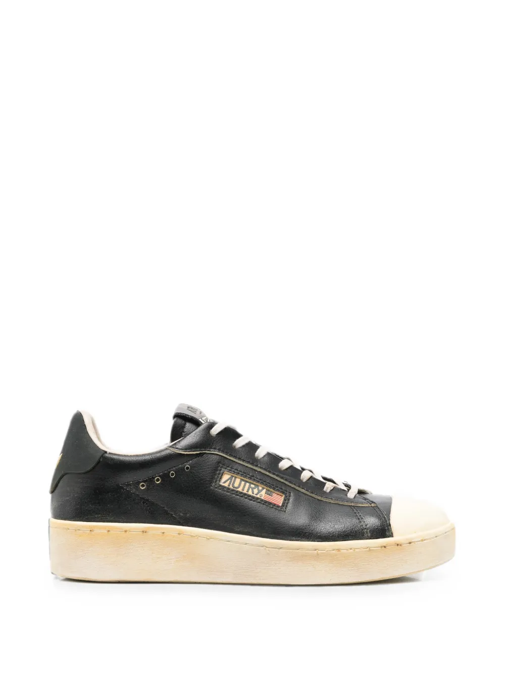 Autry Dallas Vintage rose-embroidered leather sneakers Zwart