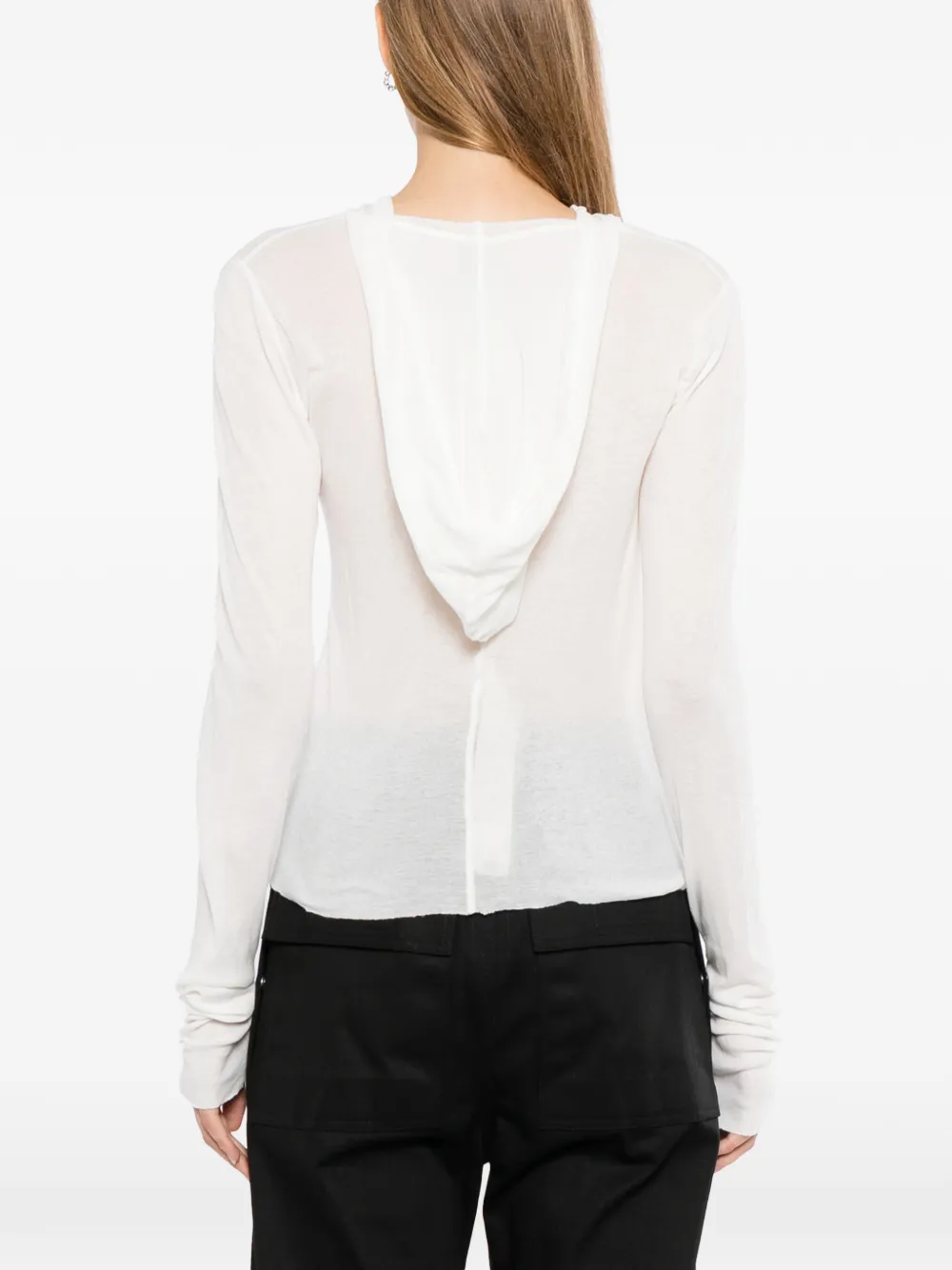 Rick Owens long-sleeve semi-sheer T-shirt Wit