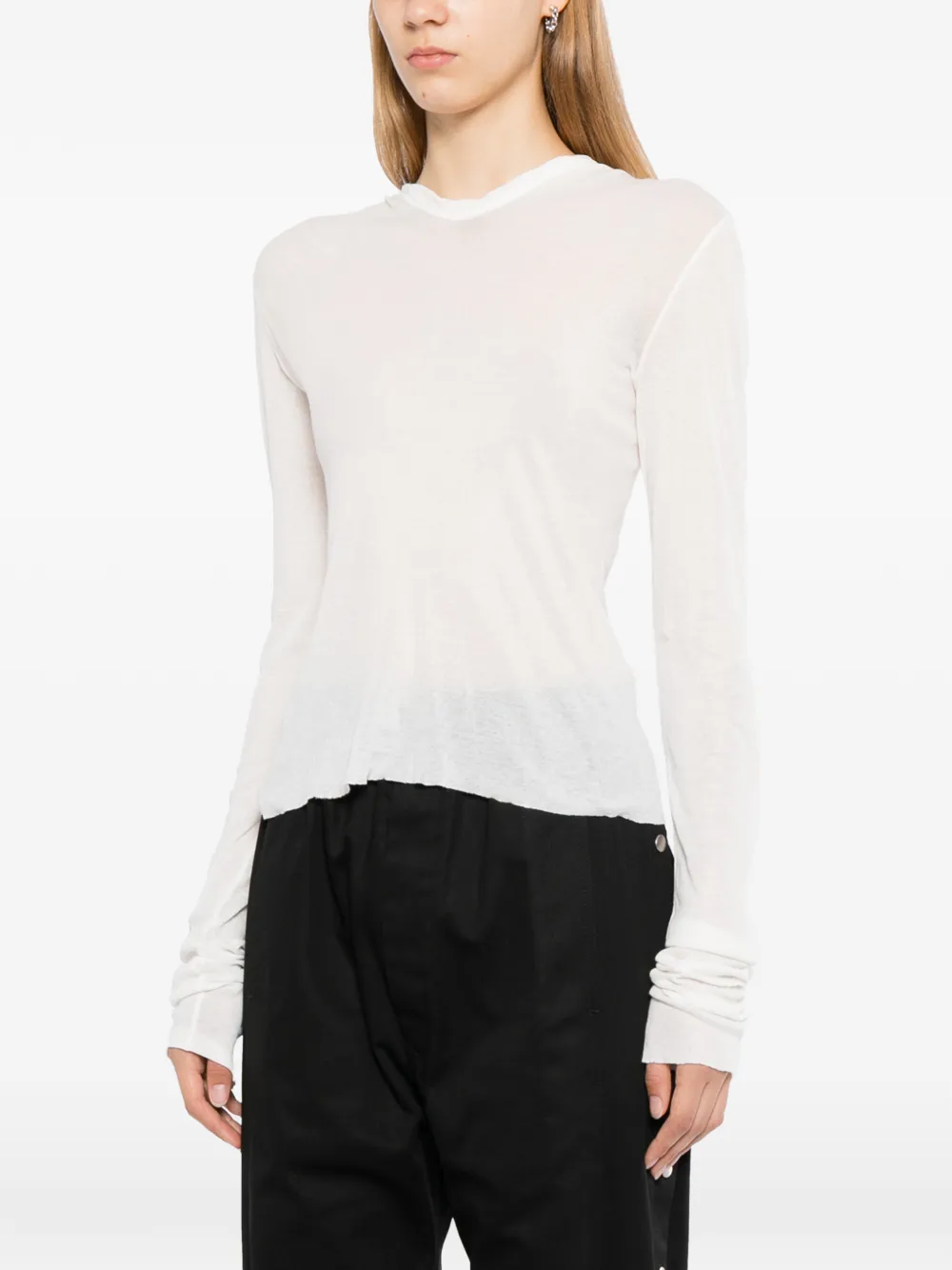 Rick Owens long-sleeve semi-sheer T-shirt Wit