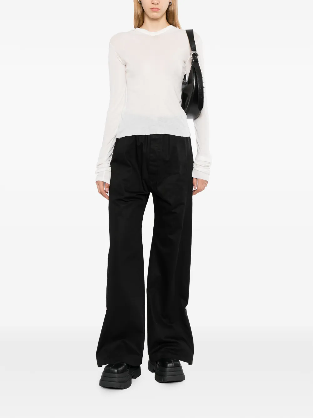 Rick Owens long-sleeve semi-sheer T-shirt Wit