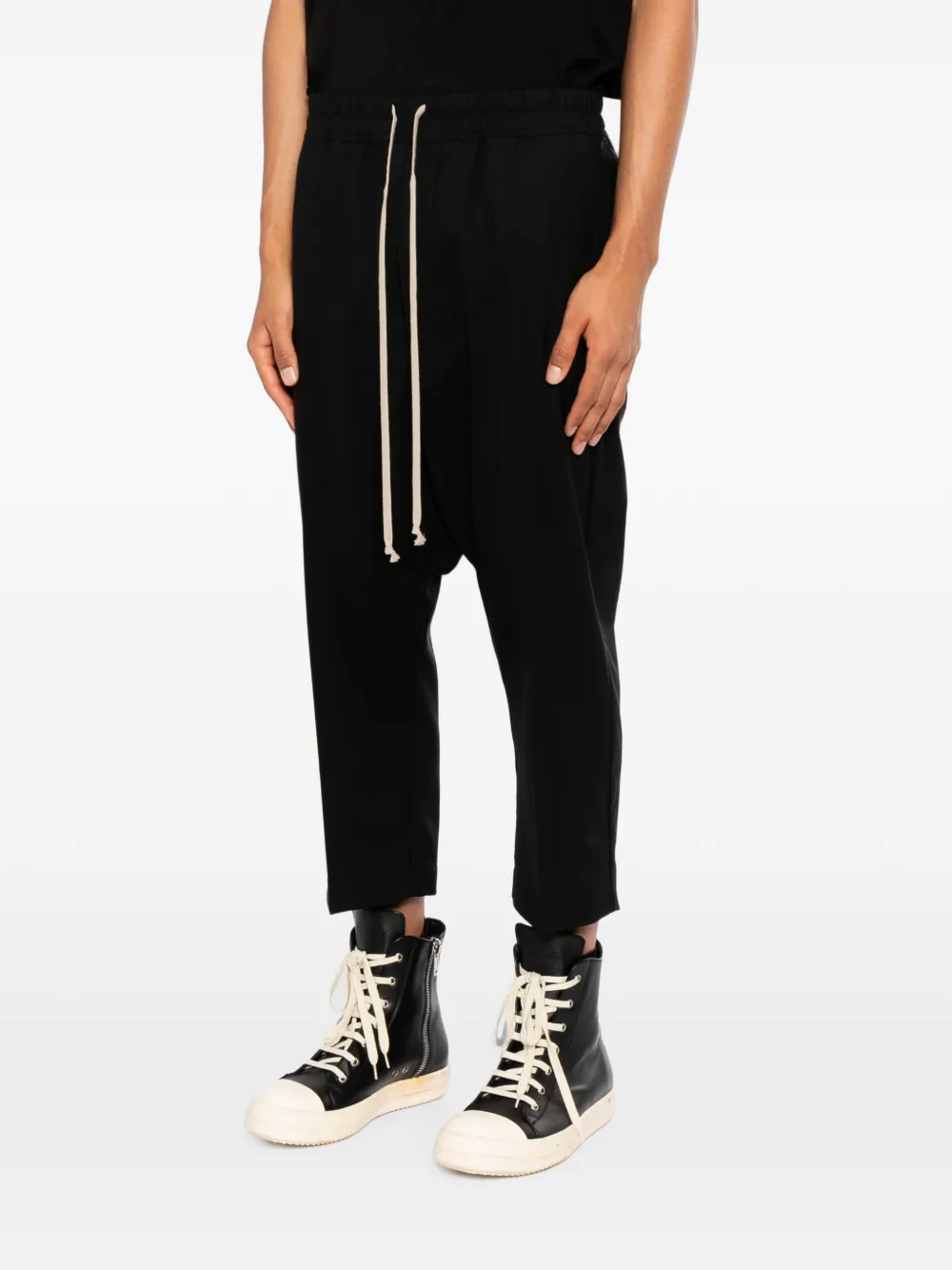 Rick Owens Broek met verlaagd kruis en trekkoord Zwart
