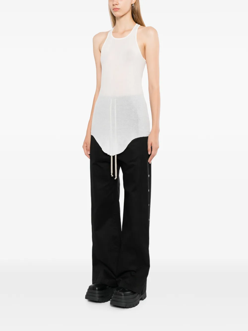 Rick Owens Geribbelde tanktop met gewelfde zoom Wit