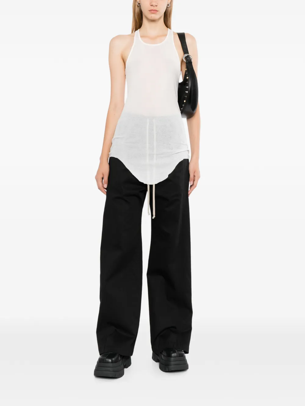 Rick Owens Geribbelde tanktop met gewelfde zoom Wit