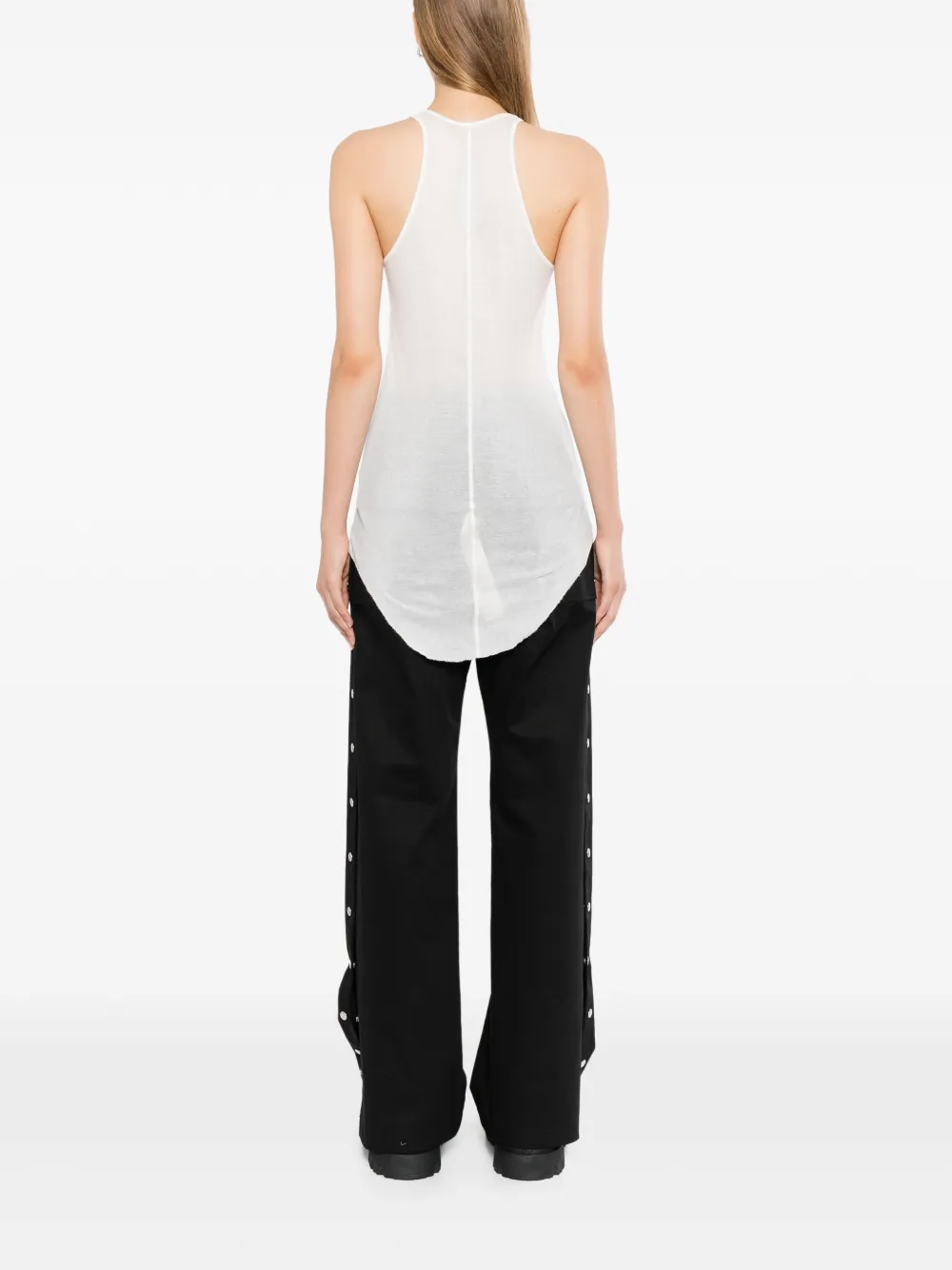 Rick Owens Geribbelde tanktop met gewelfde zoom Wit