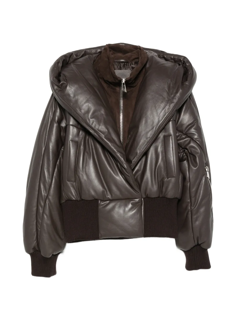 The Attico quilted hooded jacket - Braun