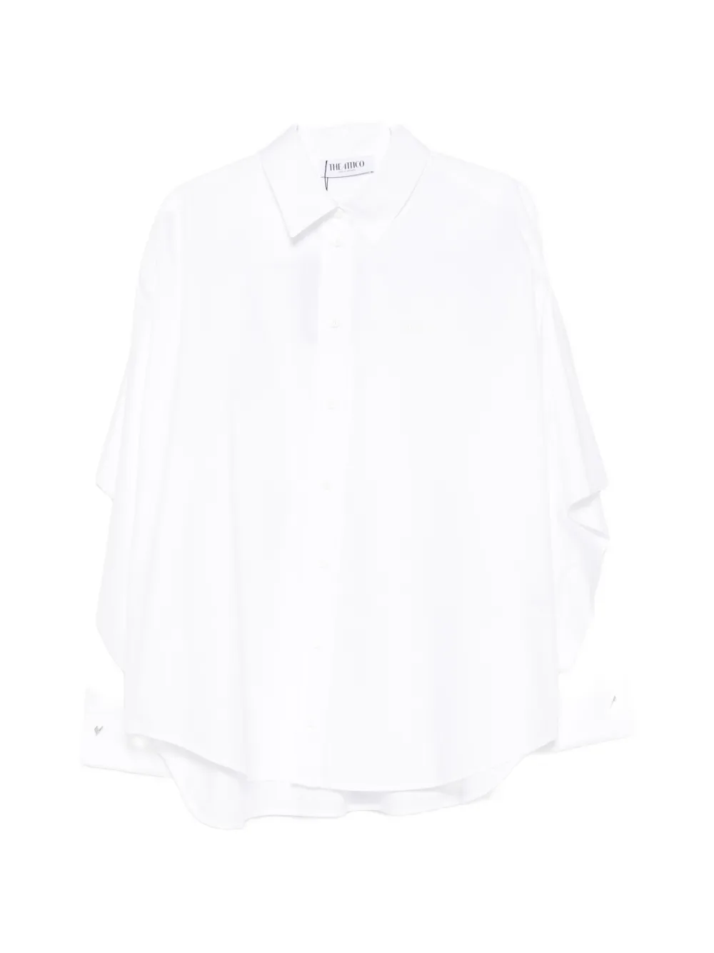 Attico Cape-effect Embroidered-logo Shirt In White