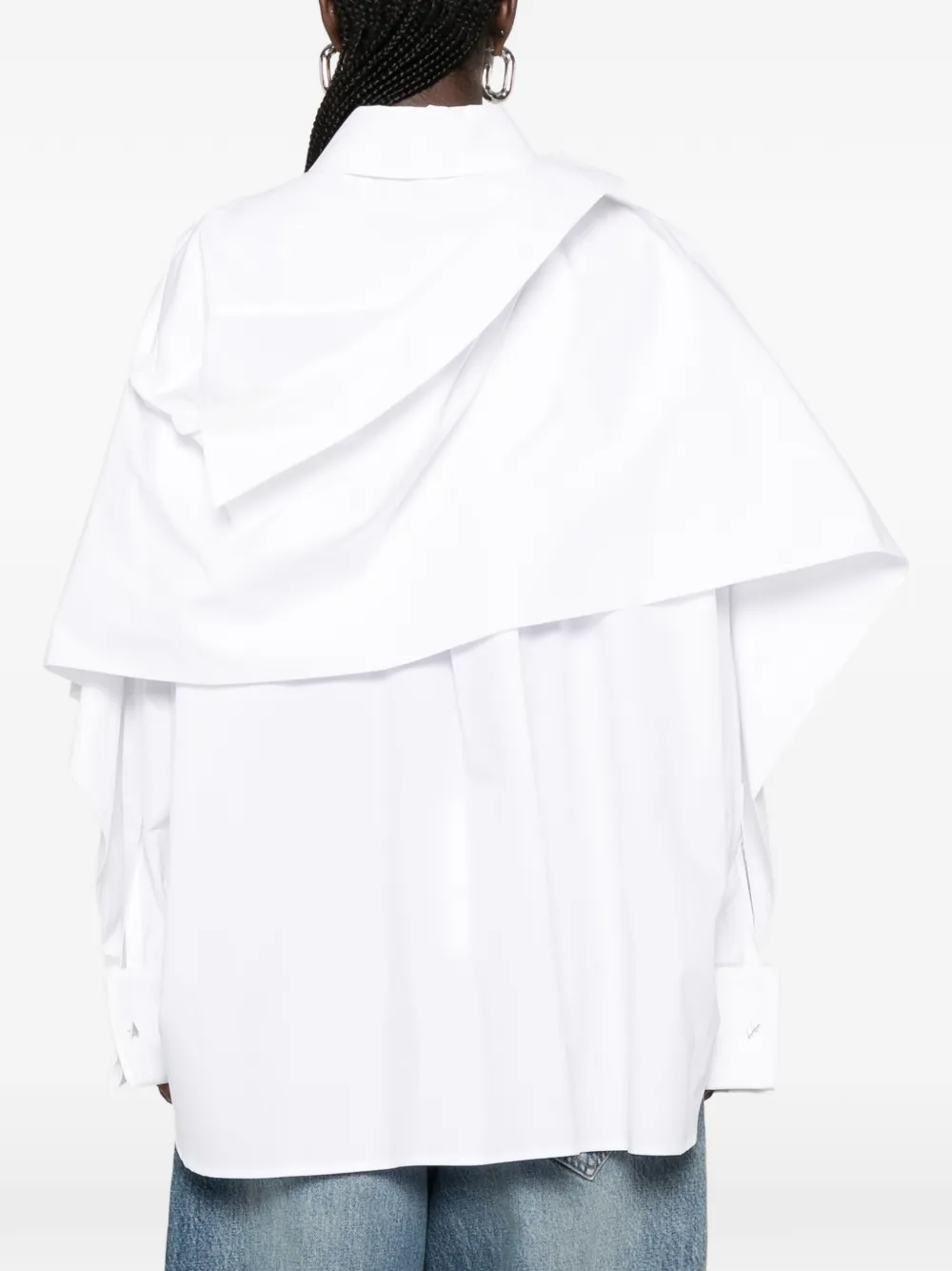 The Attico Blouse met geborduurd logo en cape-effect Wit