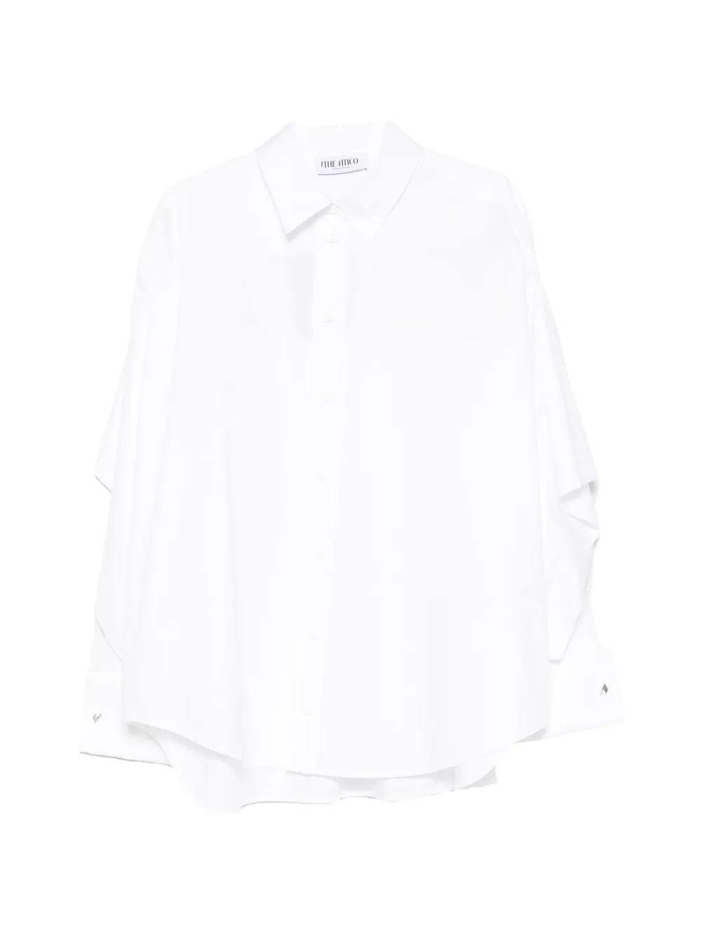 The Attico cape-effect embroidered-logo shirt - Weiß