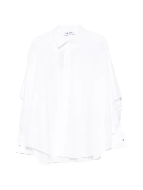 The Attico cape-effect embroidered-logo shirt