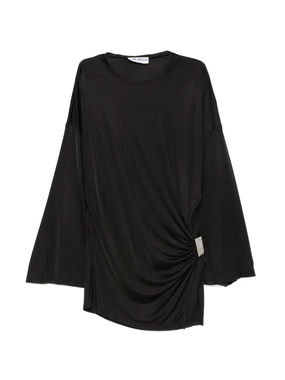 The Attico gathered-detail side-slit mini dress - Nero