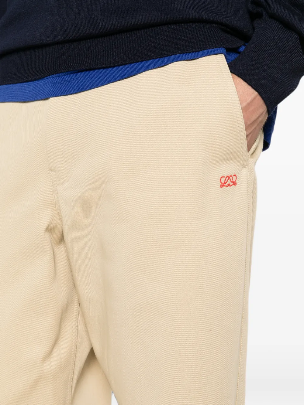 LOEWE Broek met geborduurd logo Beige