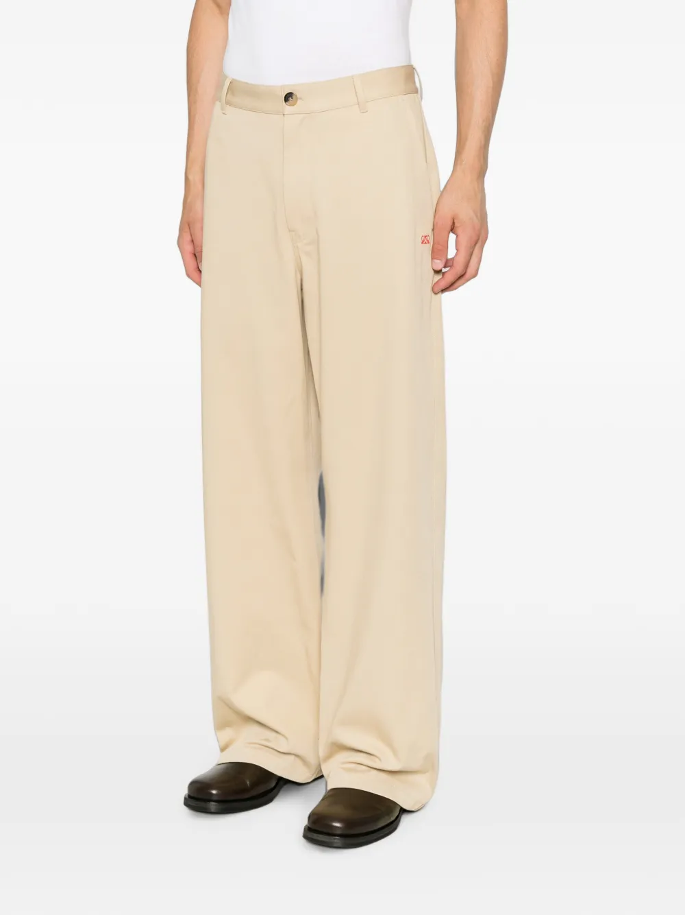 LOEWE Broek met geborduurd logo Beige
