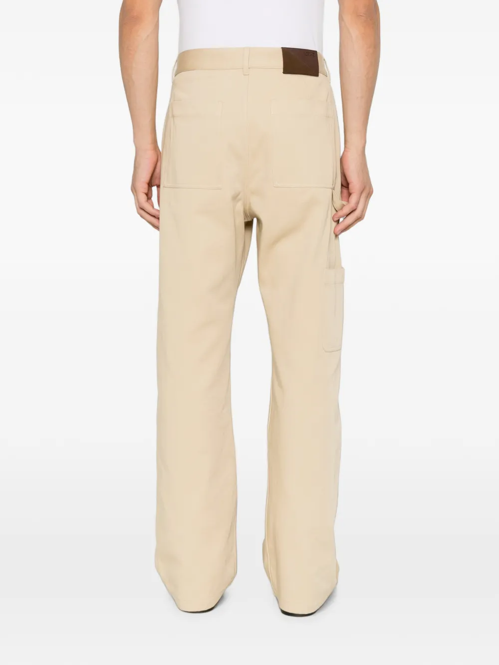 LOEWE Broek met geborduurd logo Beige