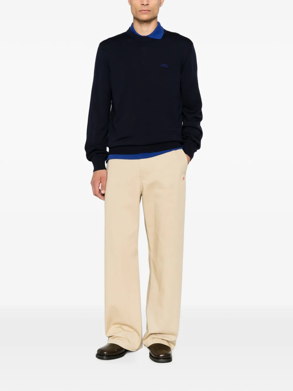 LOEWE Broek met geborduurd logo Beige