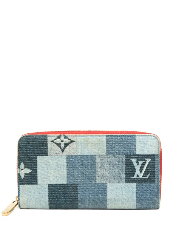Louis Vuitton Pre-owned 2020 Monogram Denim Patchwork Zippy Wallet Long Wallets in Blue