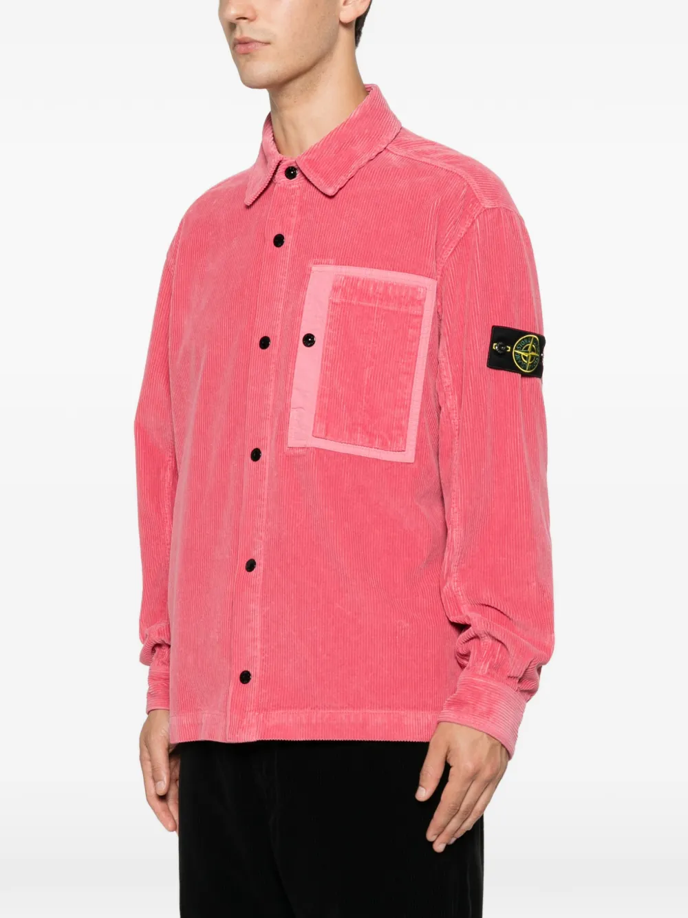 Stone Island Overhemd met ribfluwelen textuur en borstzak Roze