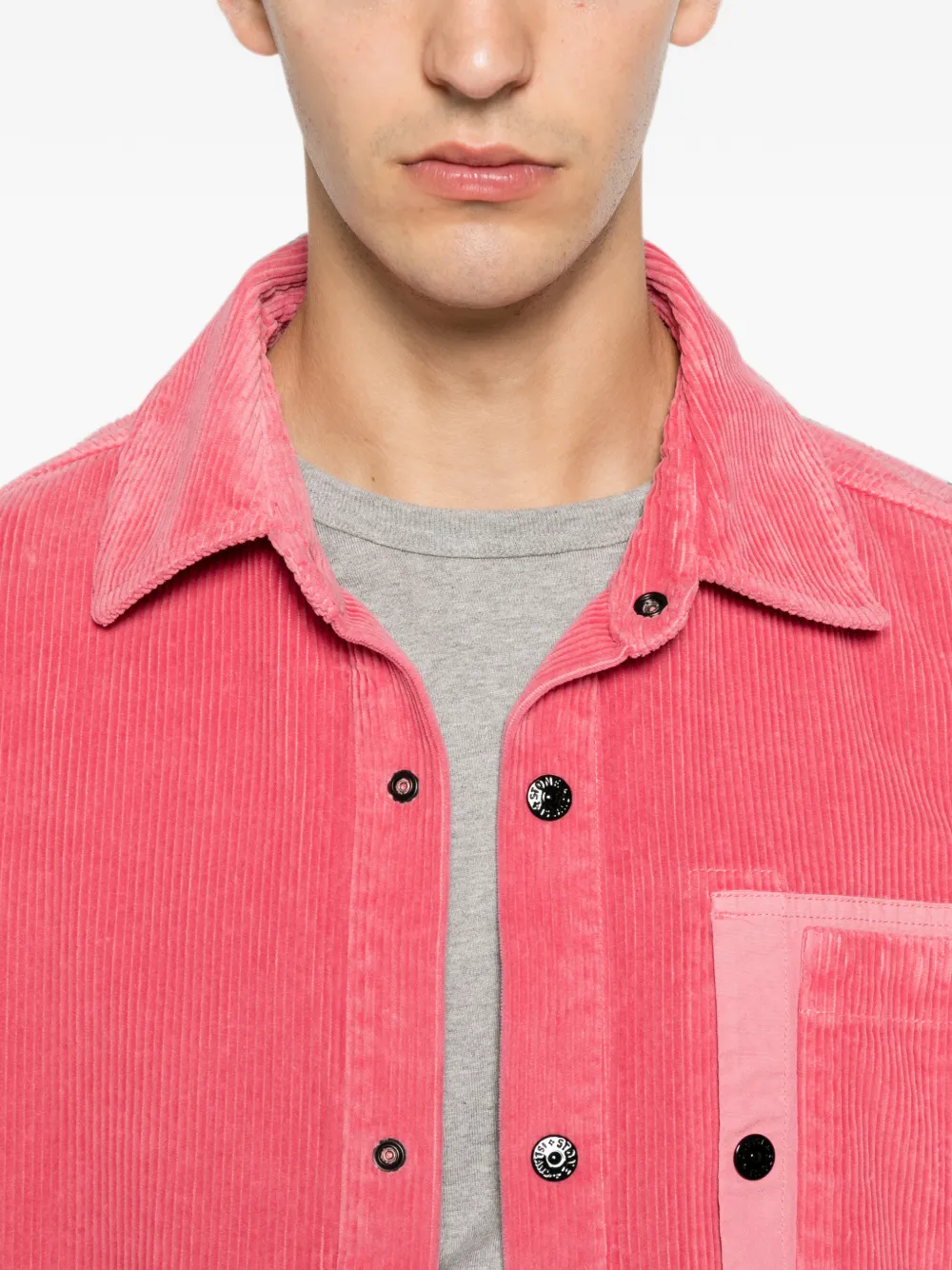 Stone Island Overhemd met ribfluwelen textuur en borstzak Roze
