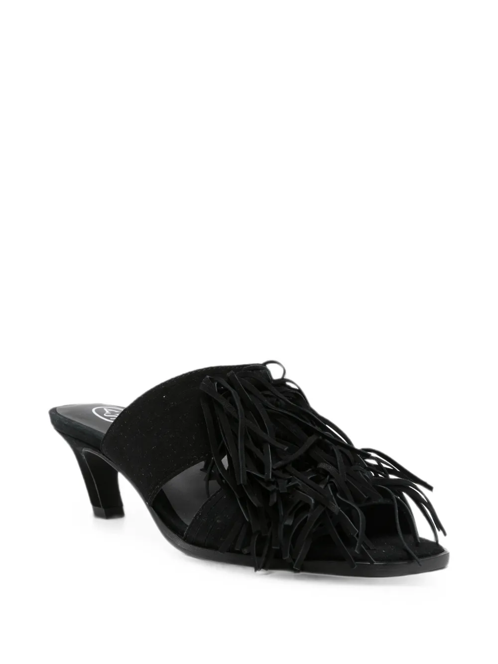 Ash Quincy fringe-detail mules Zwart