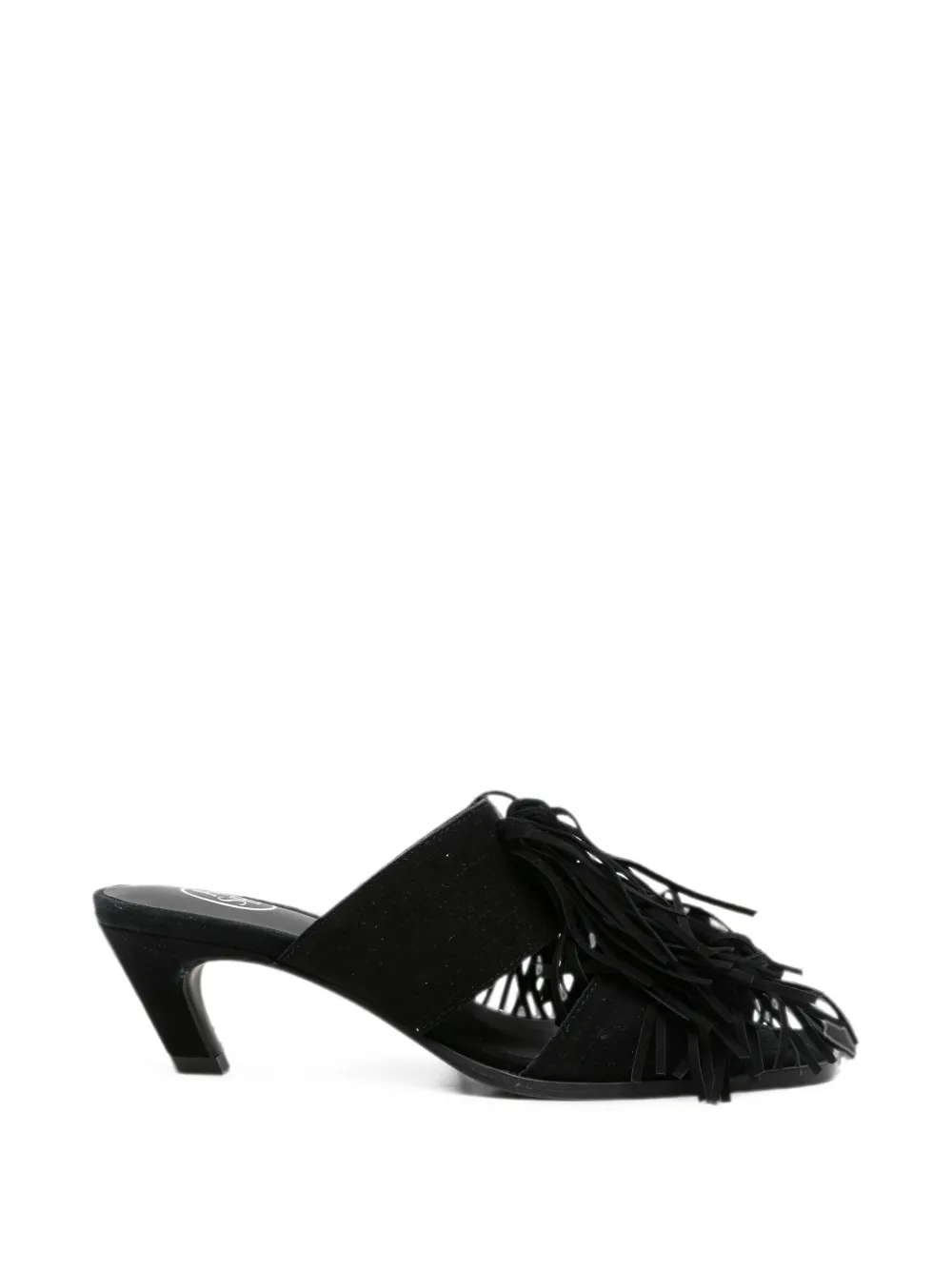 Ash Quincy fringe-detail mules Zwart