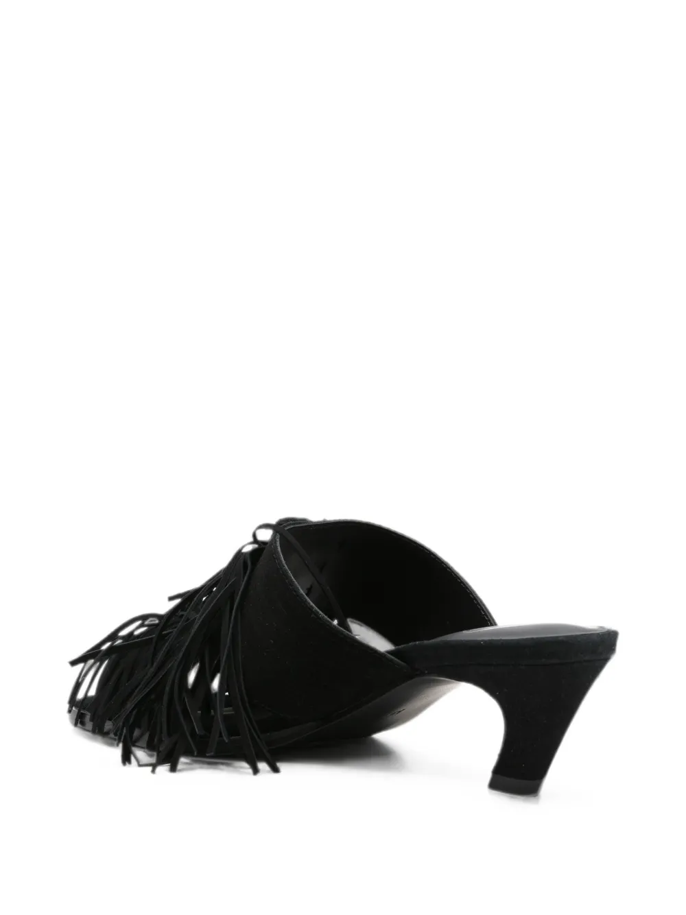 Ash Quincy fringe-detail mules Zwart
