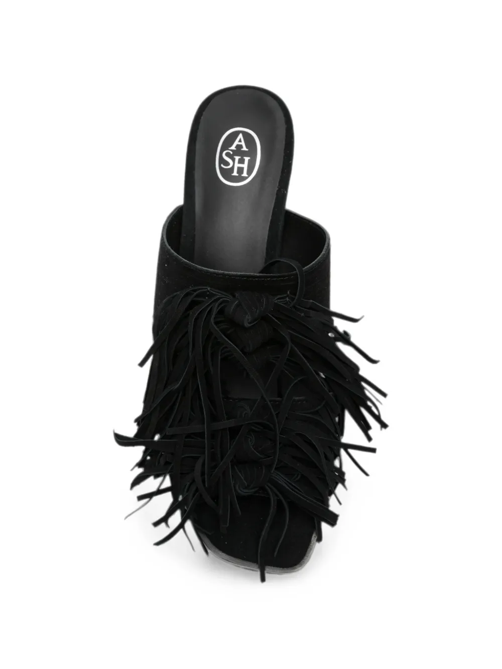 Ash Quincy fringe-detail mules Zwart