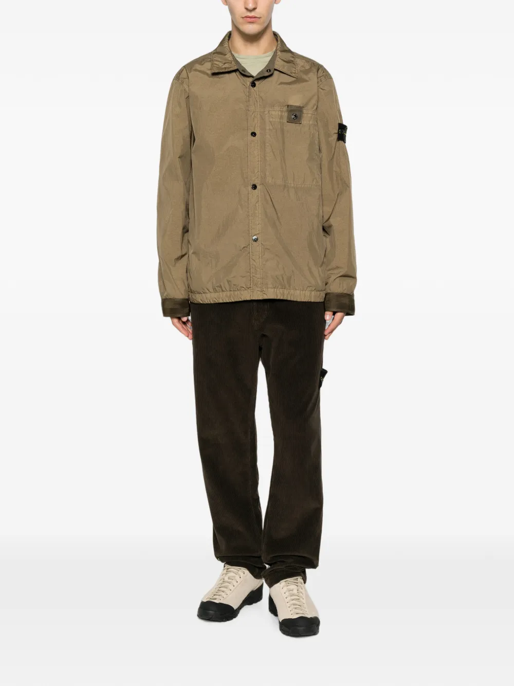 Stone Island 3100010 cargo broek met logo-patch Bruin