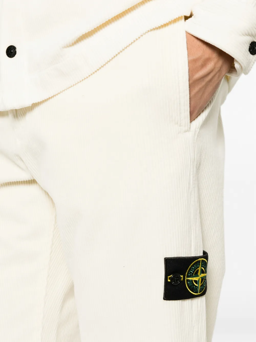 Stone Island 3100059 organische katoenen ribfluwelen 800 chino Beige