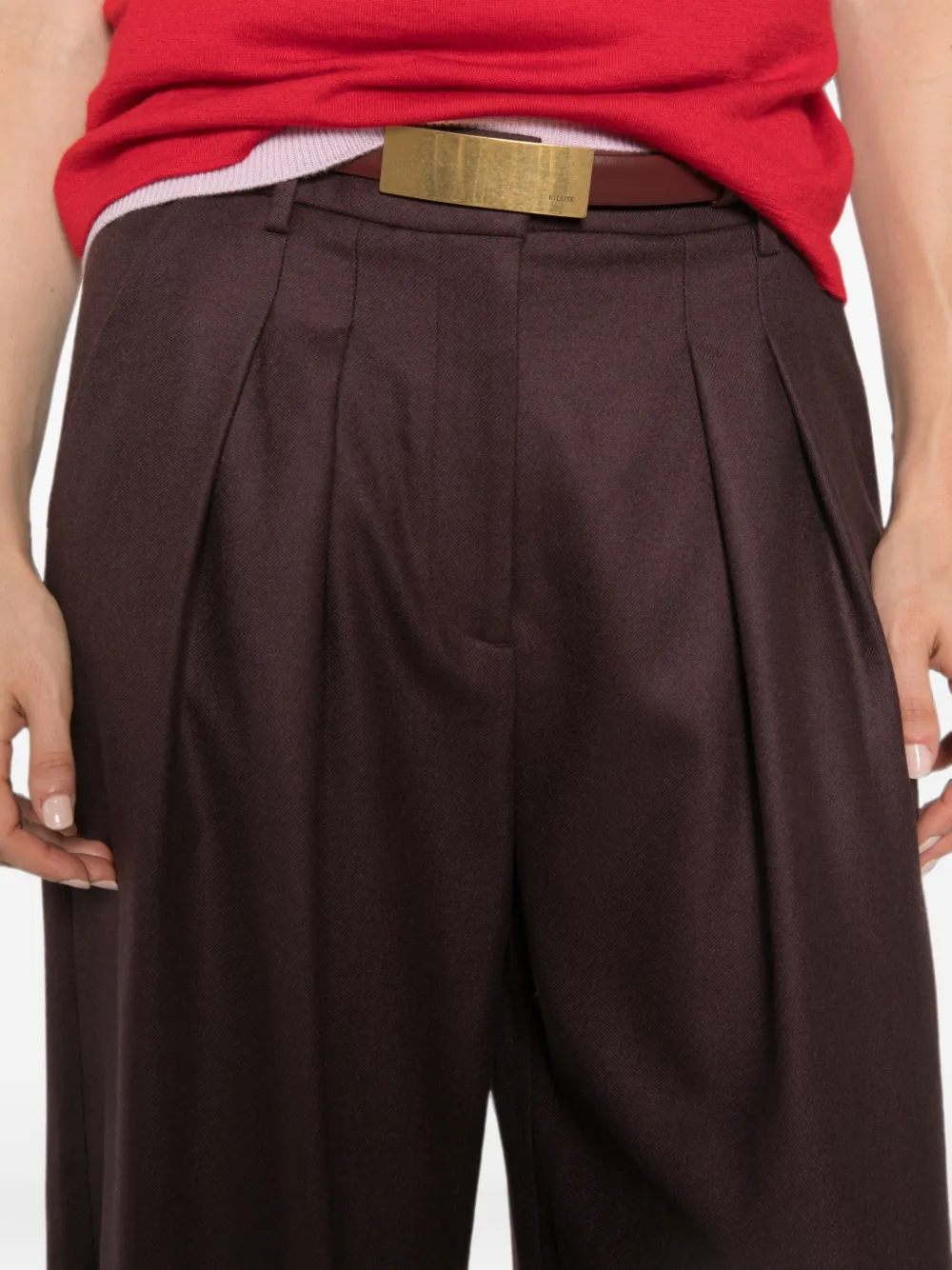 BOMPARD Twill palazzo-plooibroek Bruin