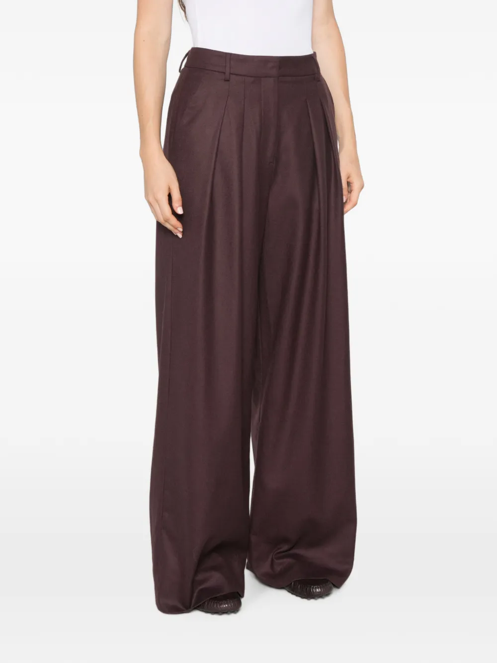 BOMPARD Twill palazzo-plooibroek Bruin