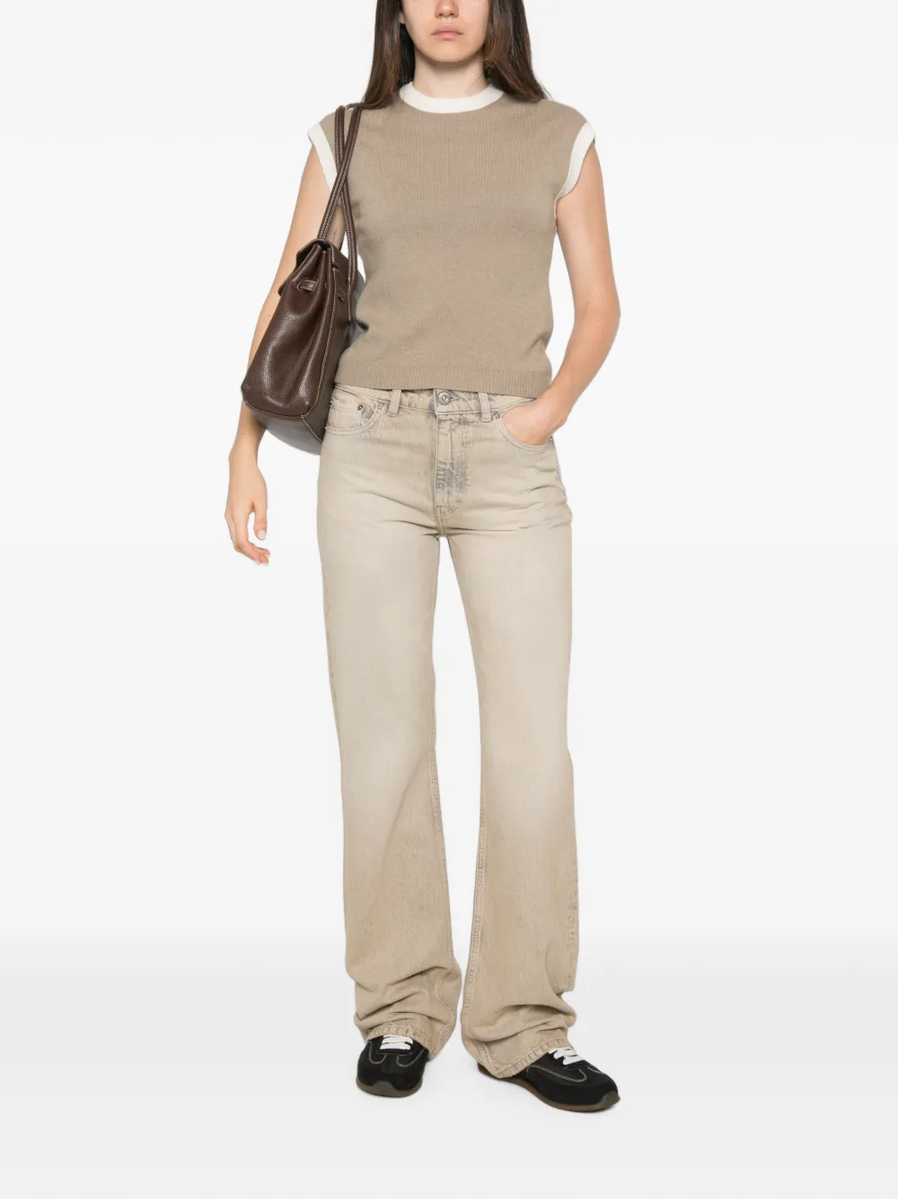 BOMPARD Top met contrasterende afwerking en korte mouwen Beige