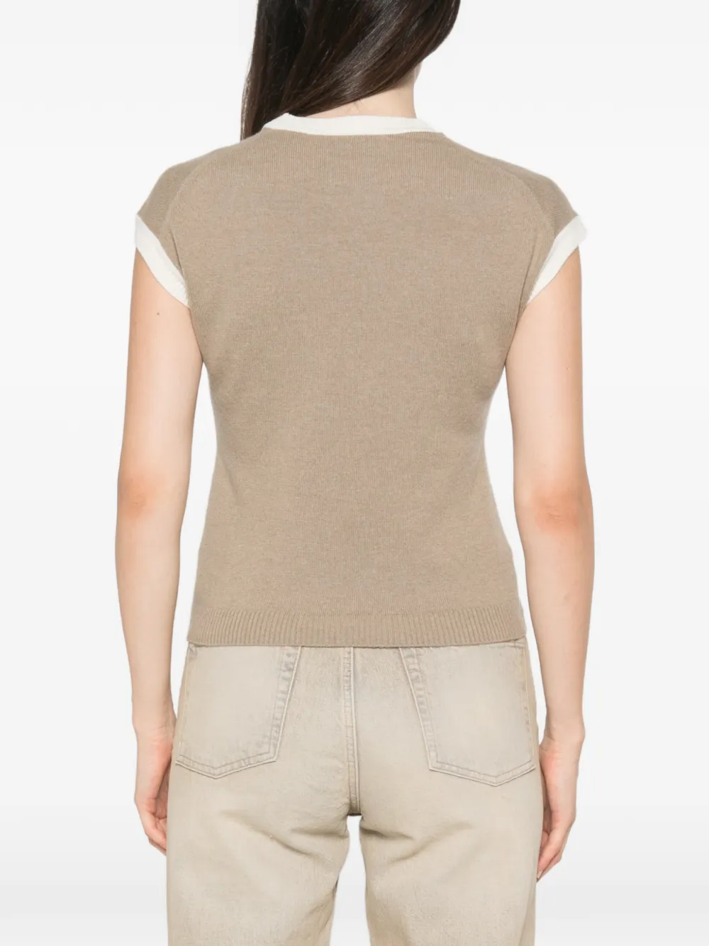 BOMPARD Top met contrasterende afwerking en korte mouwen Beige