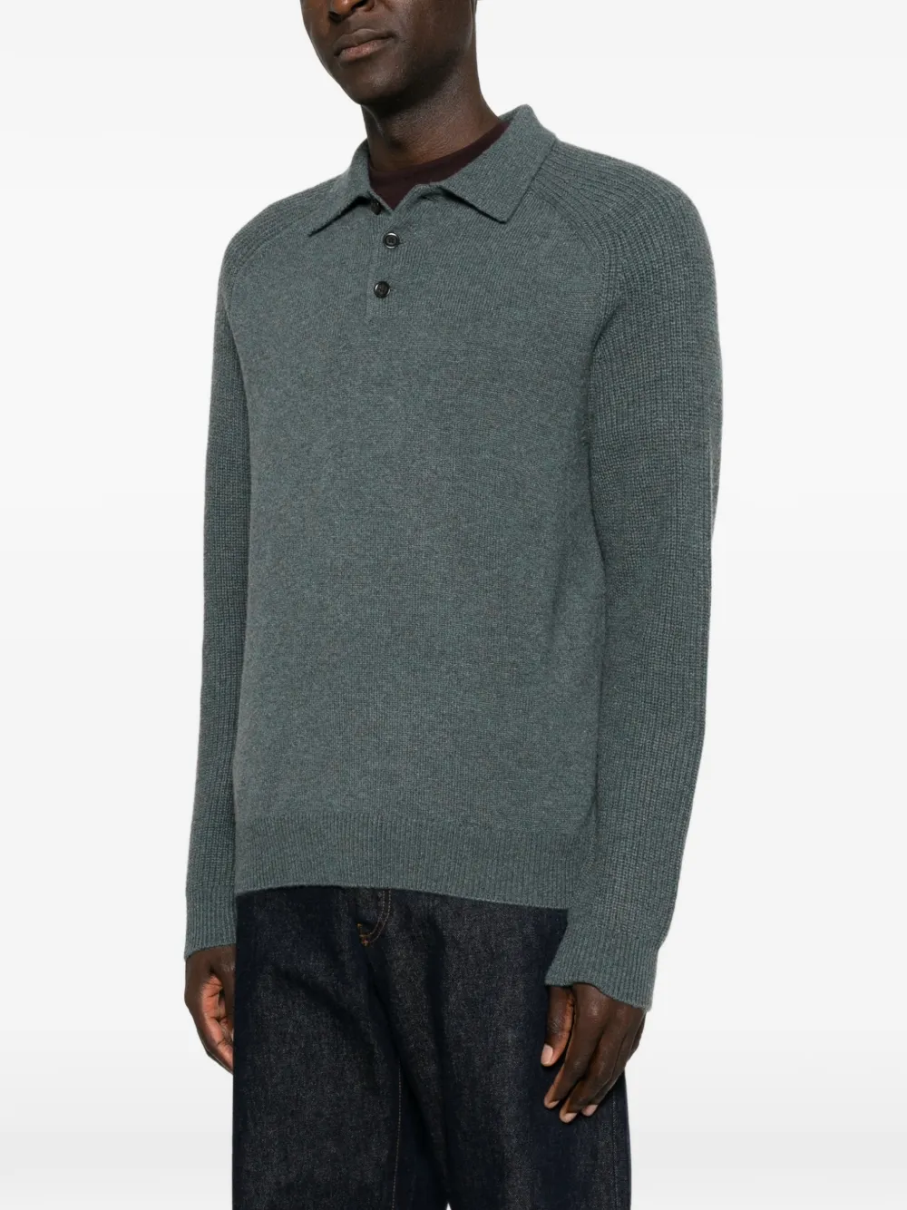 BOMPARD Button-down poloshirt met raglanmouwen Blauw