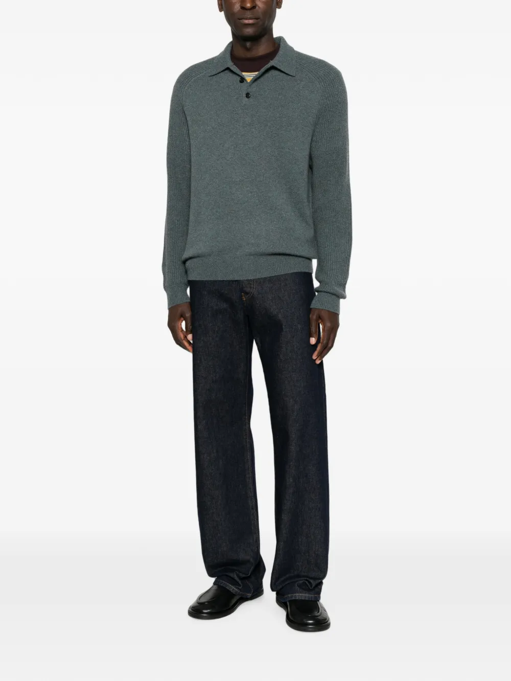 BOMPARD Button-down poloshirt met raglanmouwen Blauw