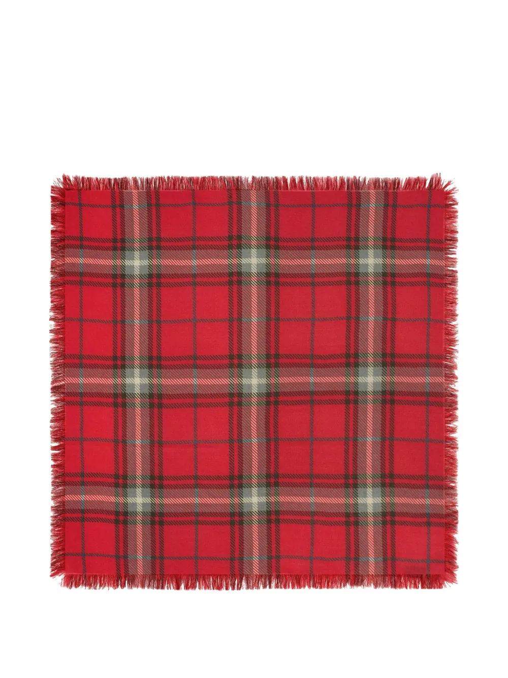 Bompard Swann Tartan Fringed Square Scarf In Red