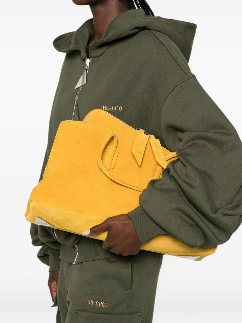 The Attico Medium La Passeggiata suède shopper met geometrisch montuur Geel