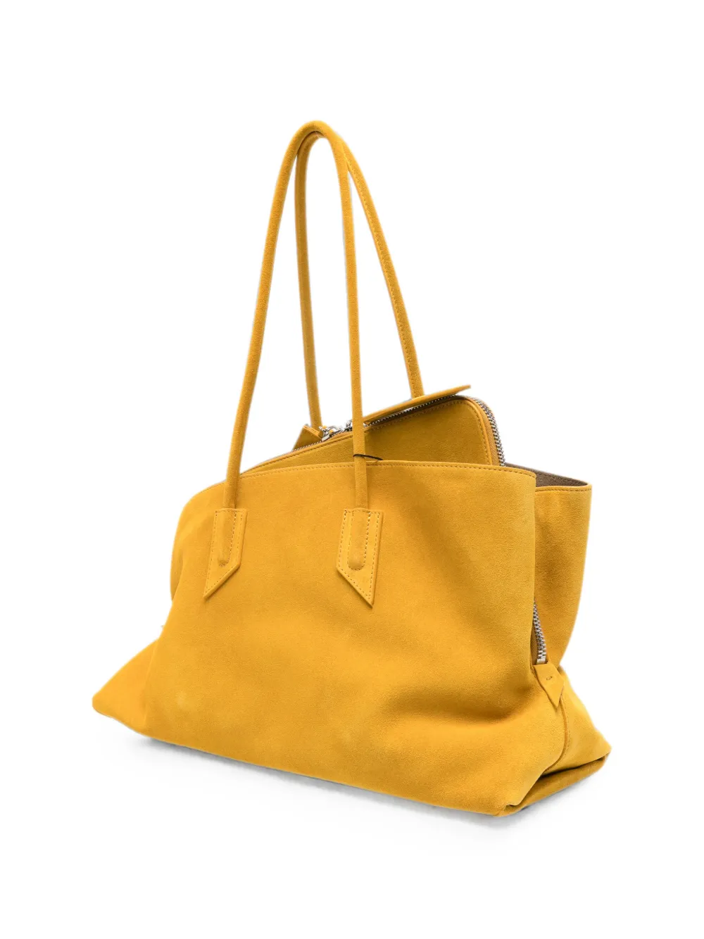 The Attico Medium La Passeggiata suède shopper met geometrisch montuur Geel