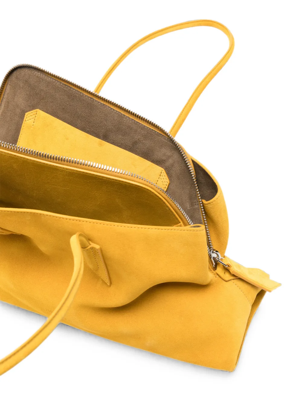 The Attico Medium La Passeggiata suède shopper met geometrisch montuur Geel