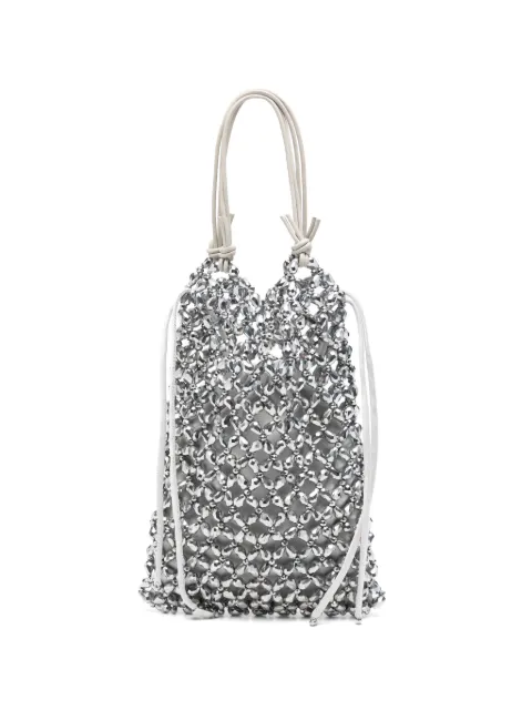 STAUD Karla beaded-mesh drawstring tote bag
