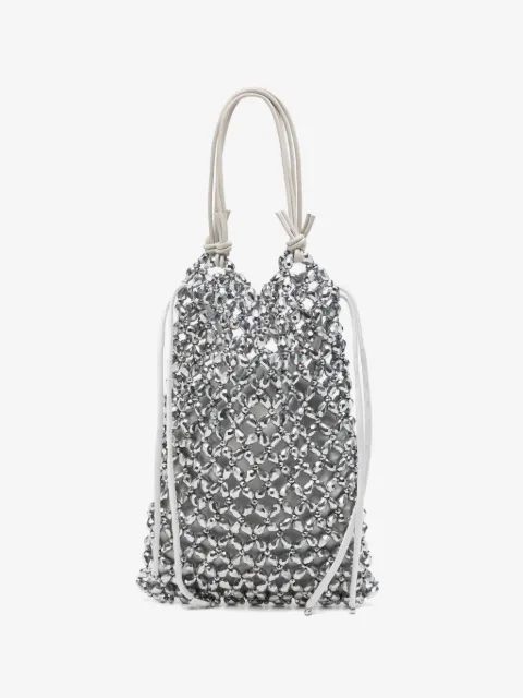 STAUD Karla beaded-mesh drawstring tote bag