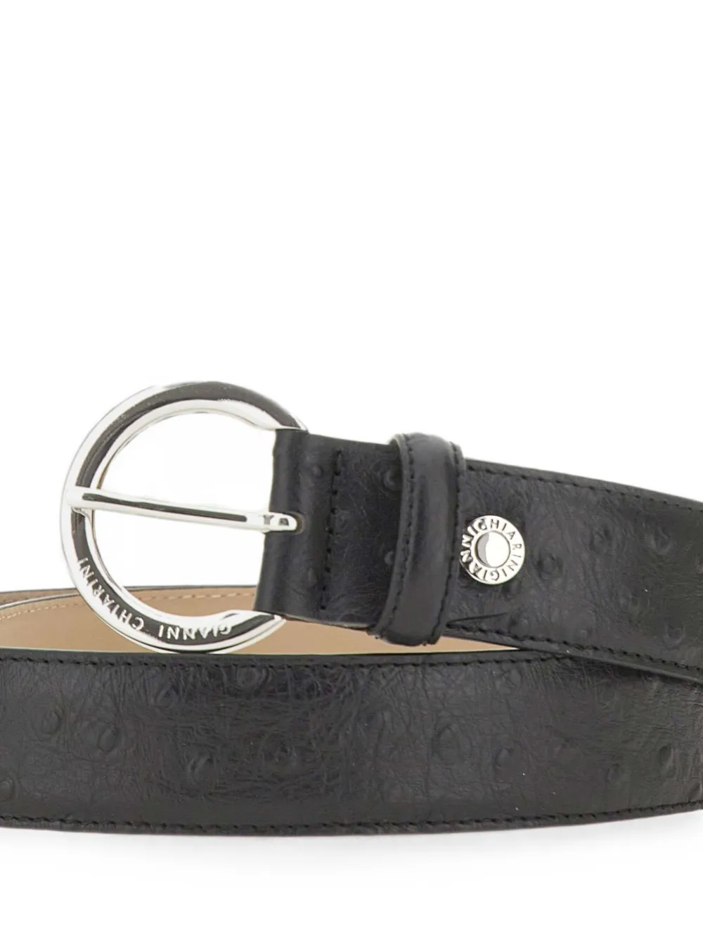 GIANNI CHIARINI Gewatteerde riem met struisvogel-effect Zwart