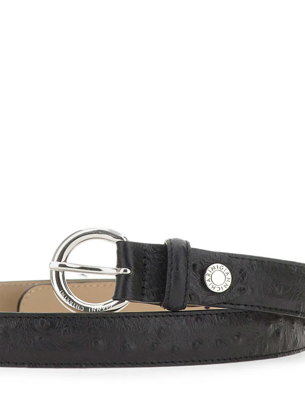 GIANNI CHIARINI Gewatteerde riem met struisvogel-effect Zwart