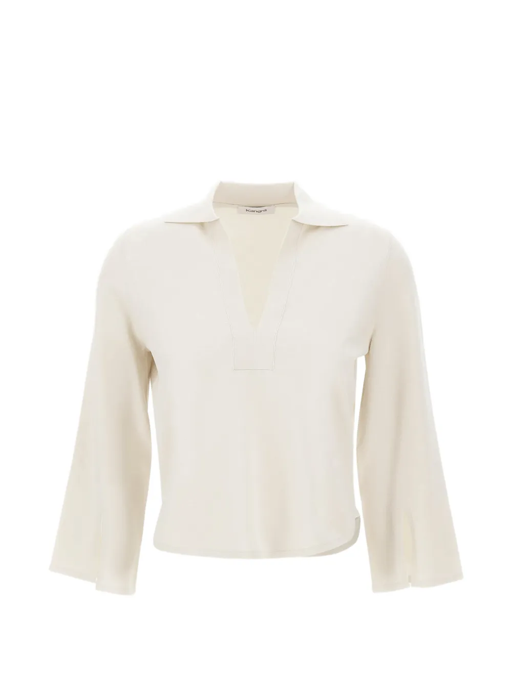 Kangra slit-cuff V-neck blouse - Toni neutri