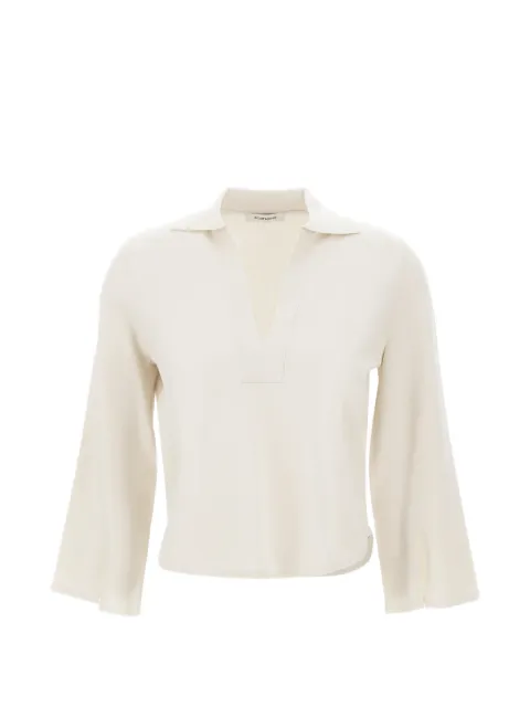 Kangra blusa con abertura en los puños y cuello en V