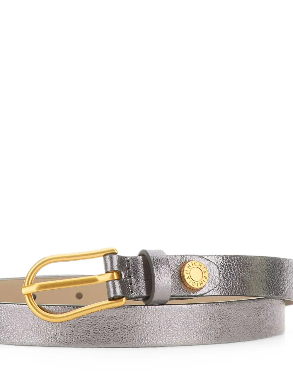 GIANNI CHIARINI Leren riem met logogesp Zilver