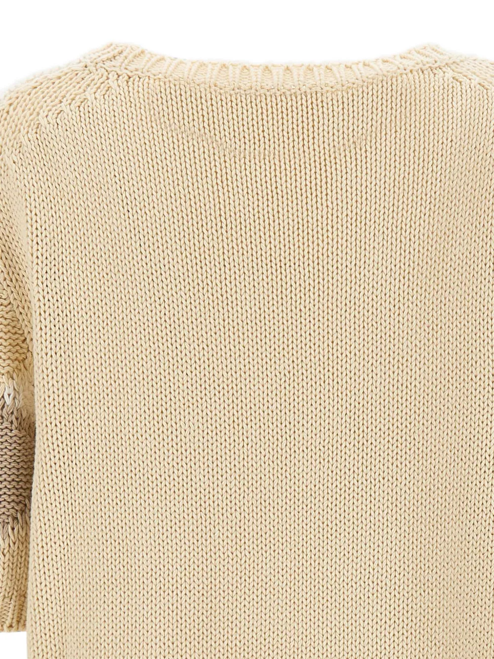Kangra Trui verfraaid met pailletten en patchwork Beige
