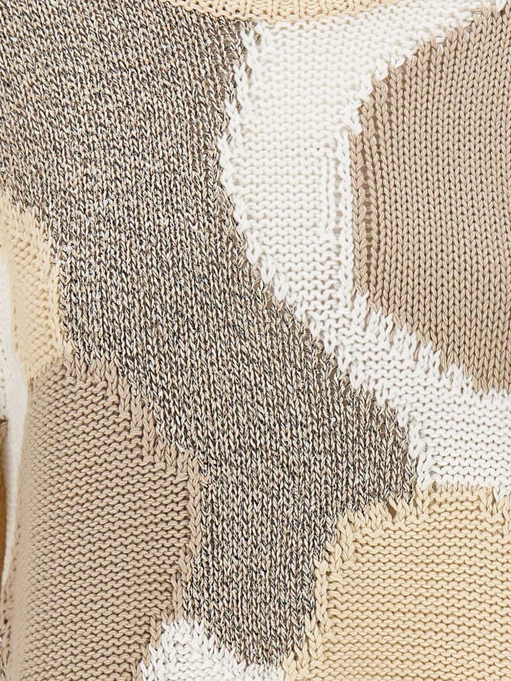 Kangra Trui verfraaid met pailletten en patchwork Beige