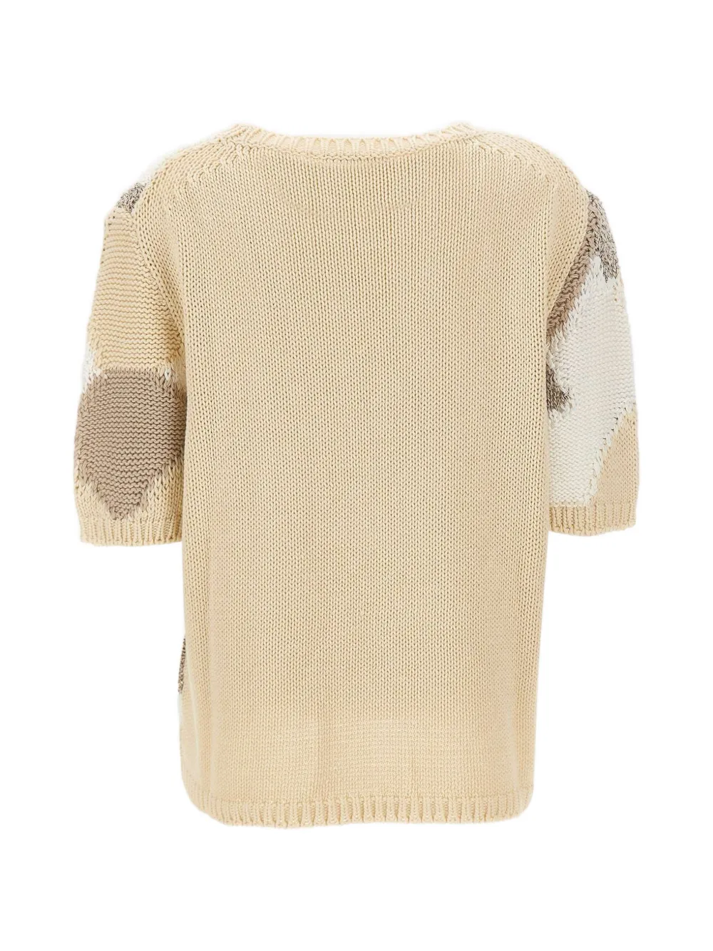 Kangra Trui verfraaid met pailletten en patchwork Beige